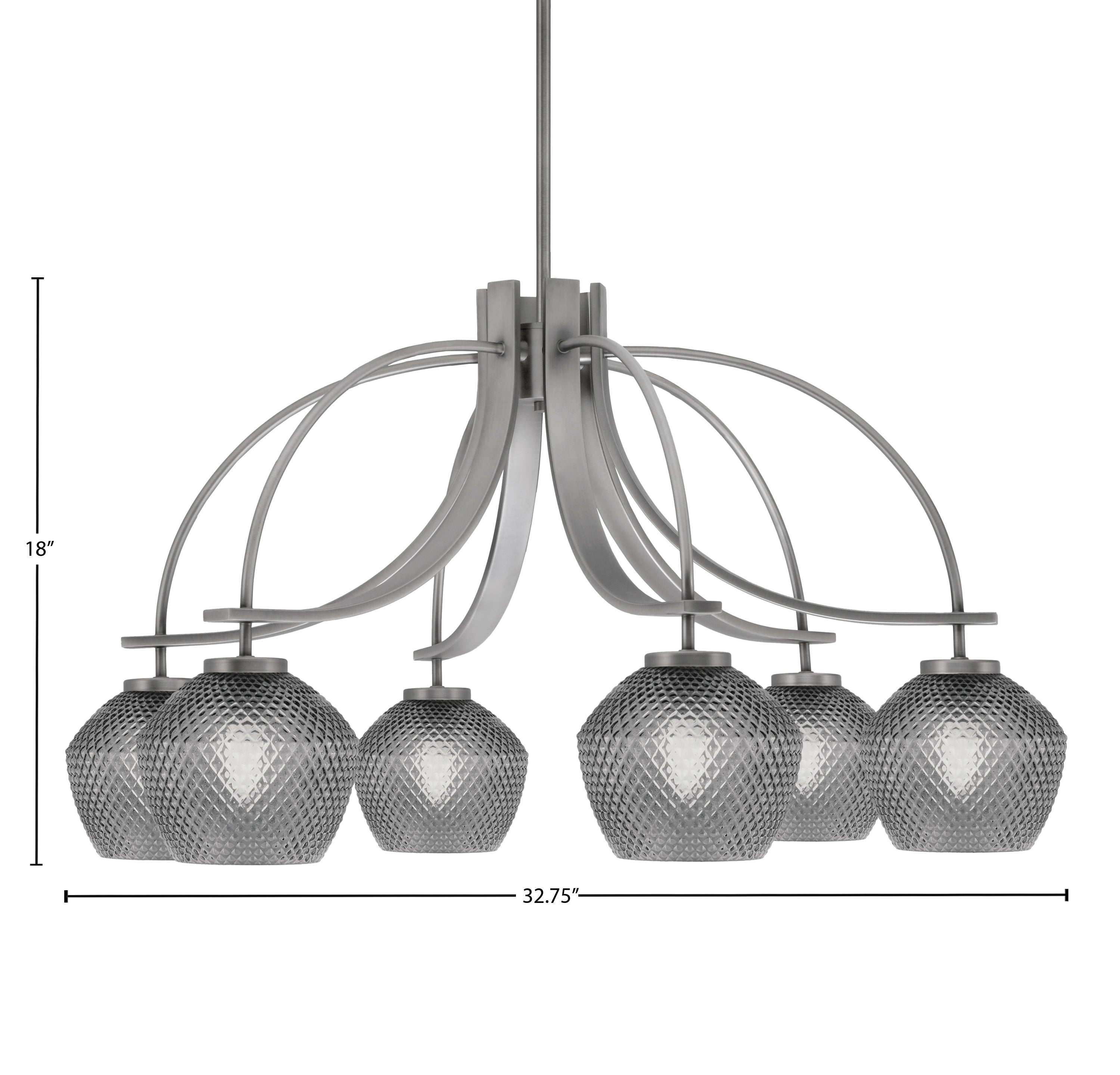 Cavella Six Light Chandelier in Graphite with 6" Smoke Textured Shade