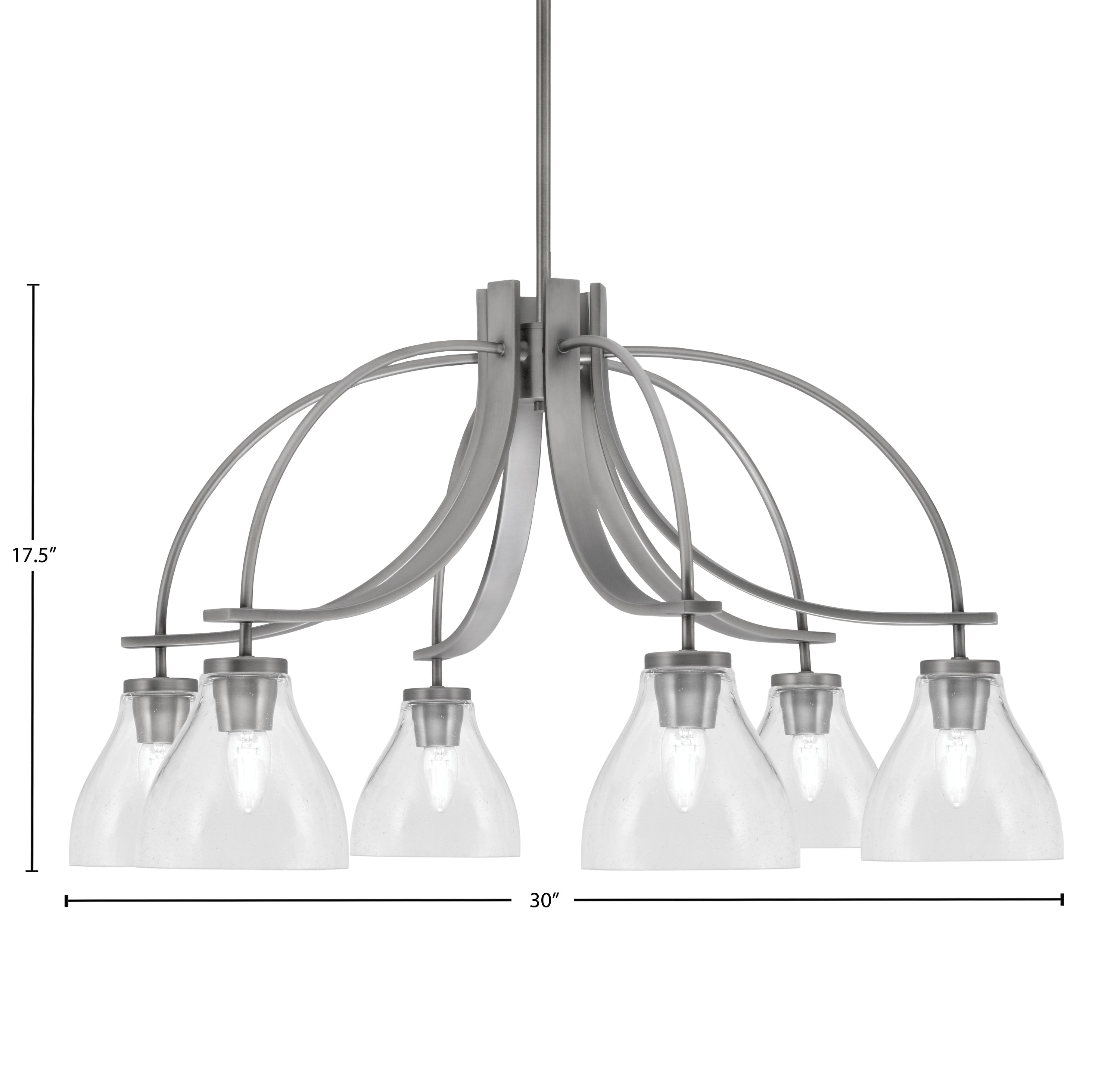 Cavella Six Light Chandelier in Graphite with 6.25" Clear Bubble Shade