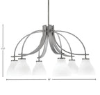 Cavella Six Light Chandelier in Graphite with 6.25" White Marble Shade
