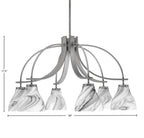 Cavella Six Light Chandelier in Graphite with 6.25" Onyx Swirl Shade