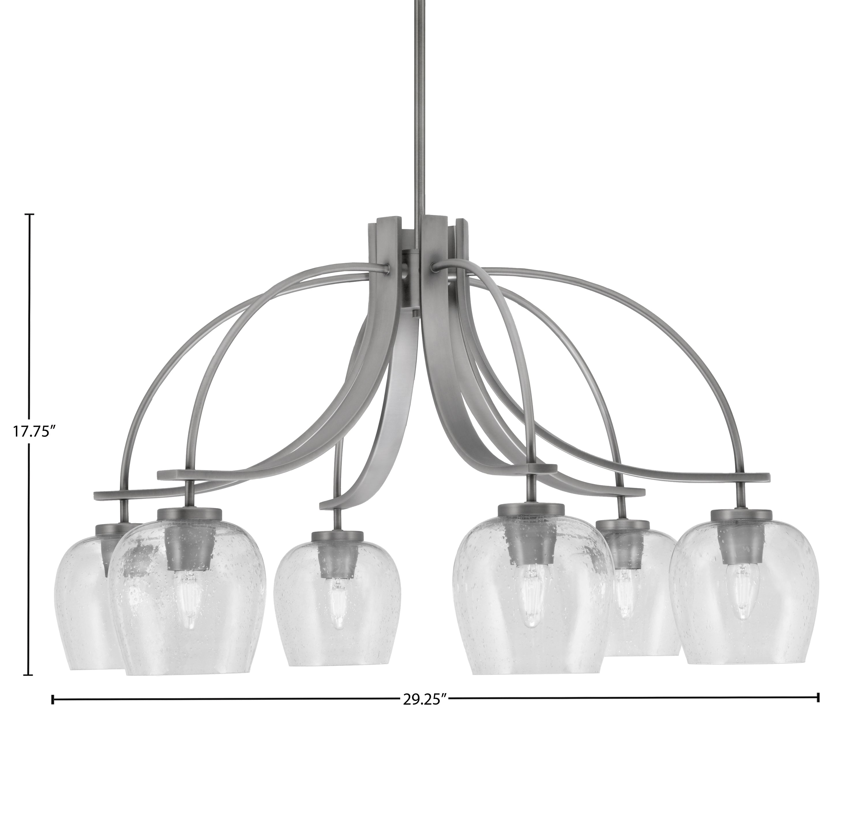 Cavella Six Light Chandelier in Graphite with 6" Clear Bubble Shade