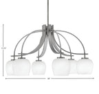Cavella Six Light Chandelier in Graphite with 6" White Marble Shade