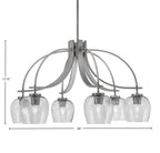 Cavella Six Light Chandelier in Graphite with 6" Smoke Bubble Shade