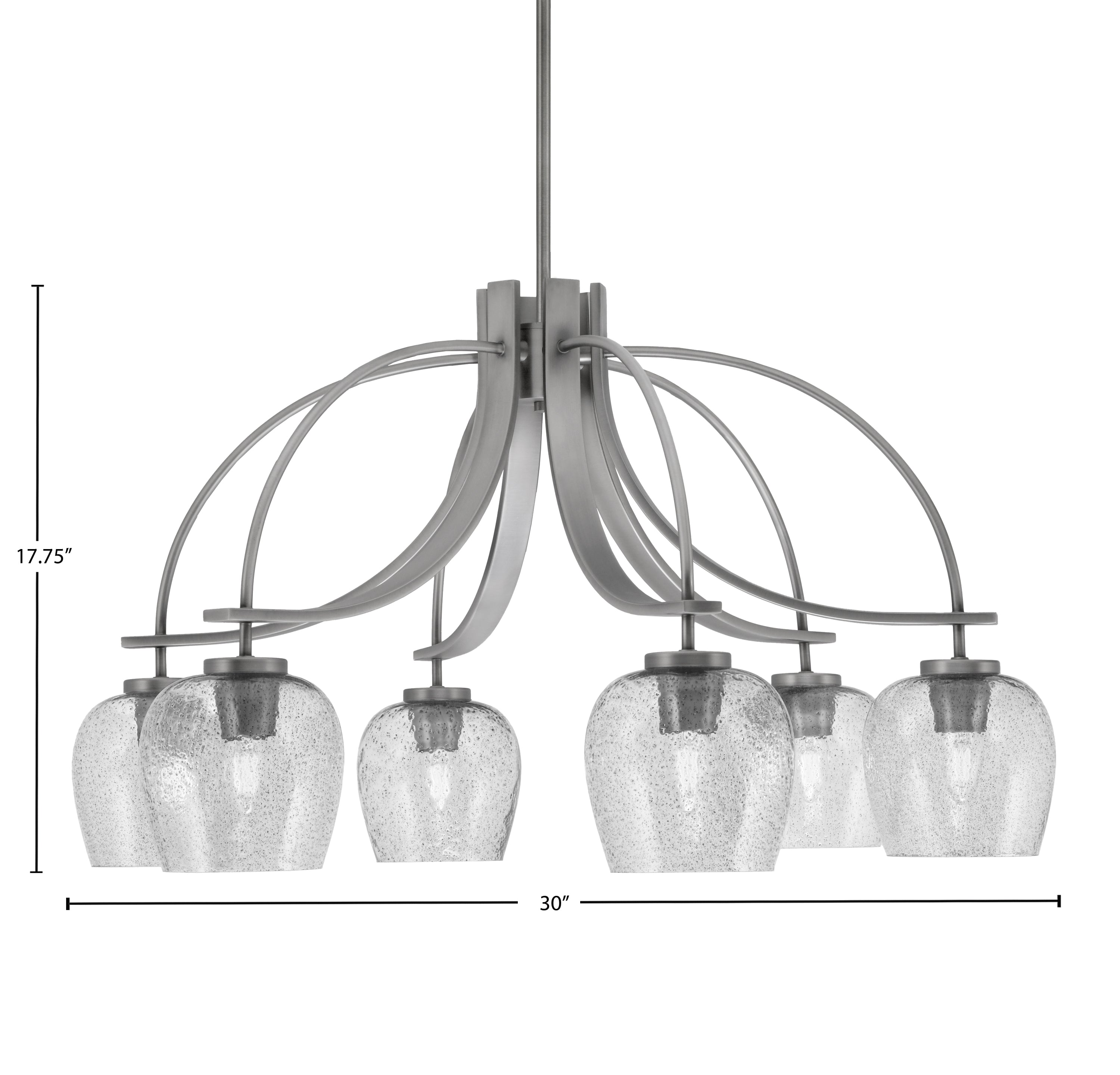 Cavella Six Light Chandelier in Graphite with 6" Smoke Bubble Shade