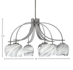 Cavella Six Light Chandelier in Graphite with 6" Onyx Swirl Shade