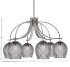Cavella Six Light Chandelier in Graphite with 7.5" Smoke Textured Shade