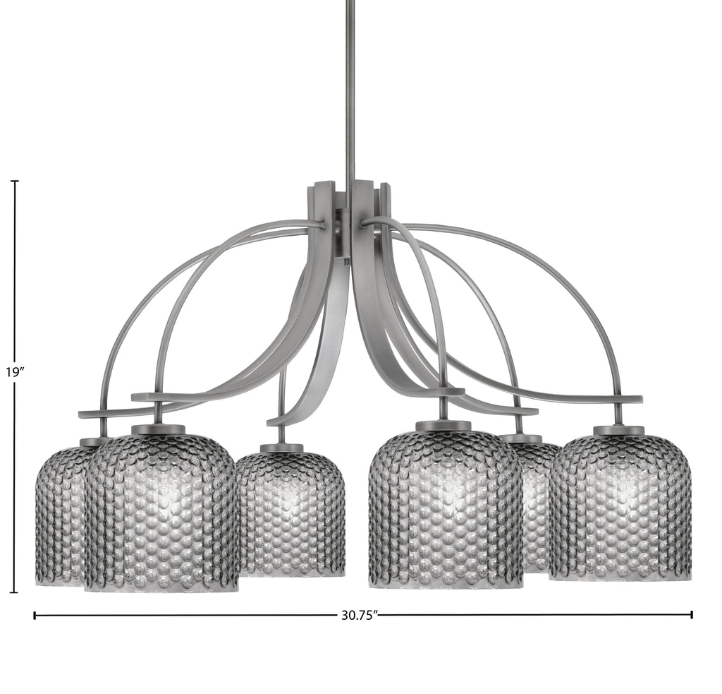 Cavella Six Light Chandelier in Graphite with 7" Smoke Textured Shade