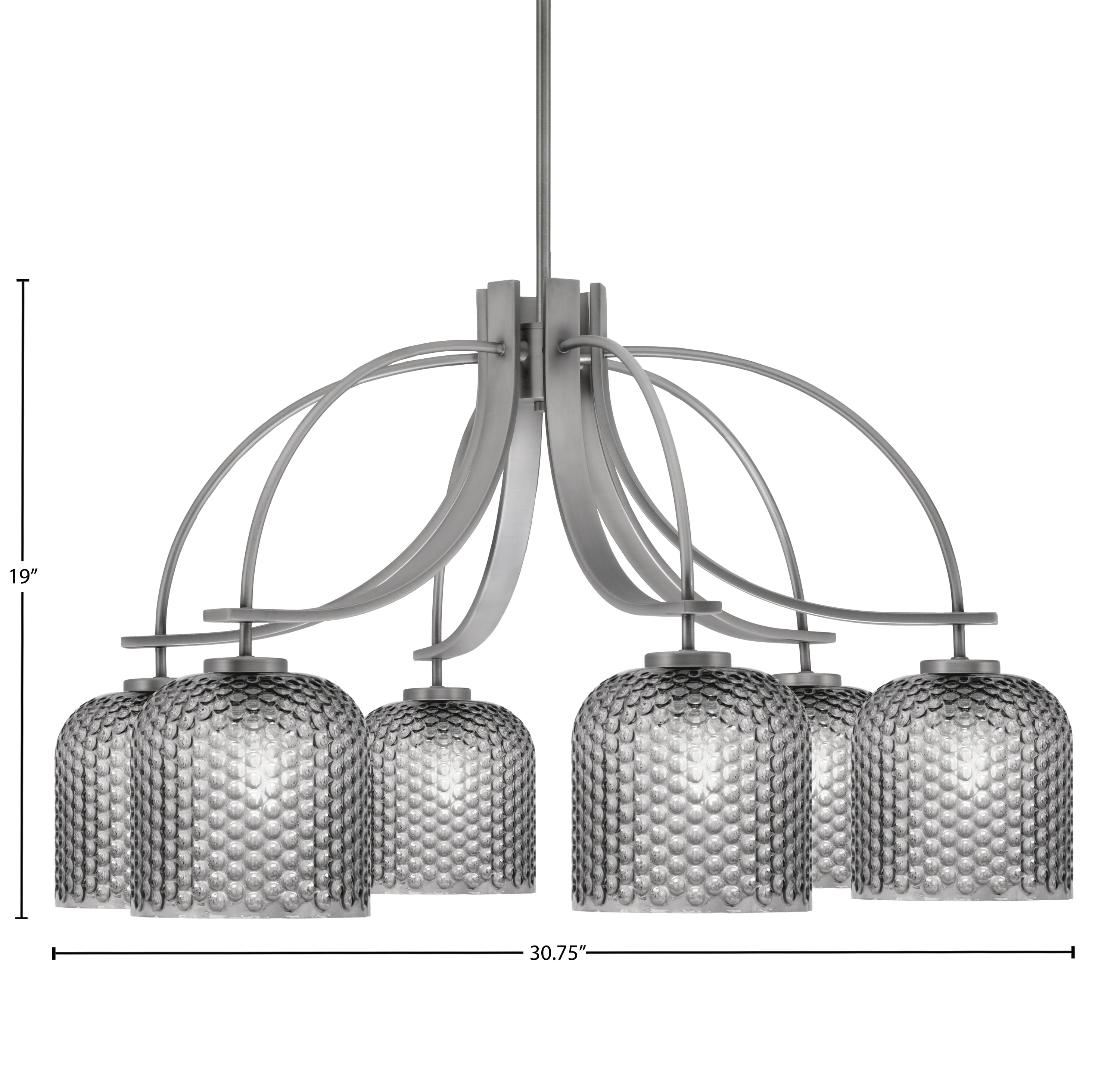 Cavella Six Light Chandelier in Graphite with 7" Smoke Textured Shade