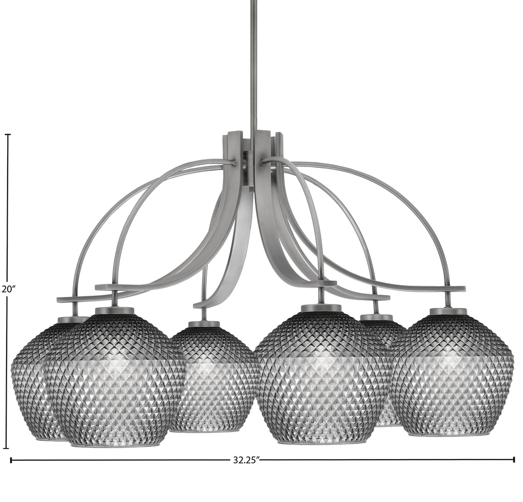 Cavella Six Light Chandelier in Graphite with 9" Smoke Textured Shade