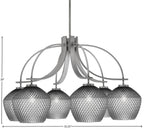 Cavella Six Light Chandelier in Graphite with 9" Smoke Textured Shade