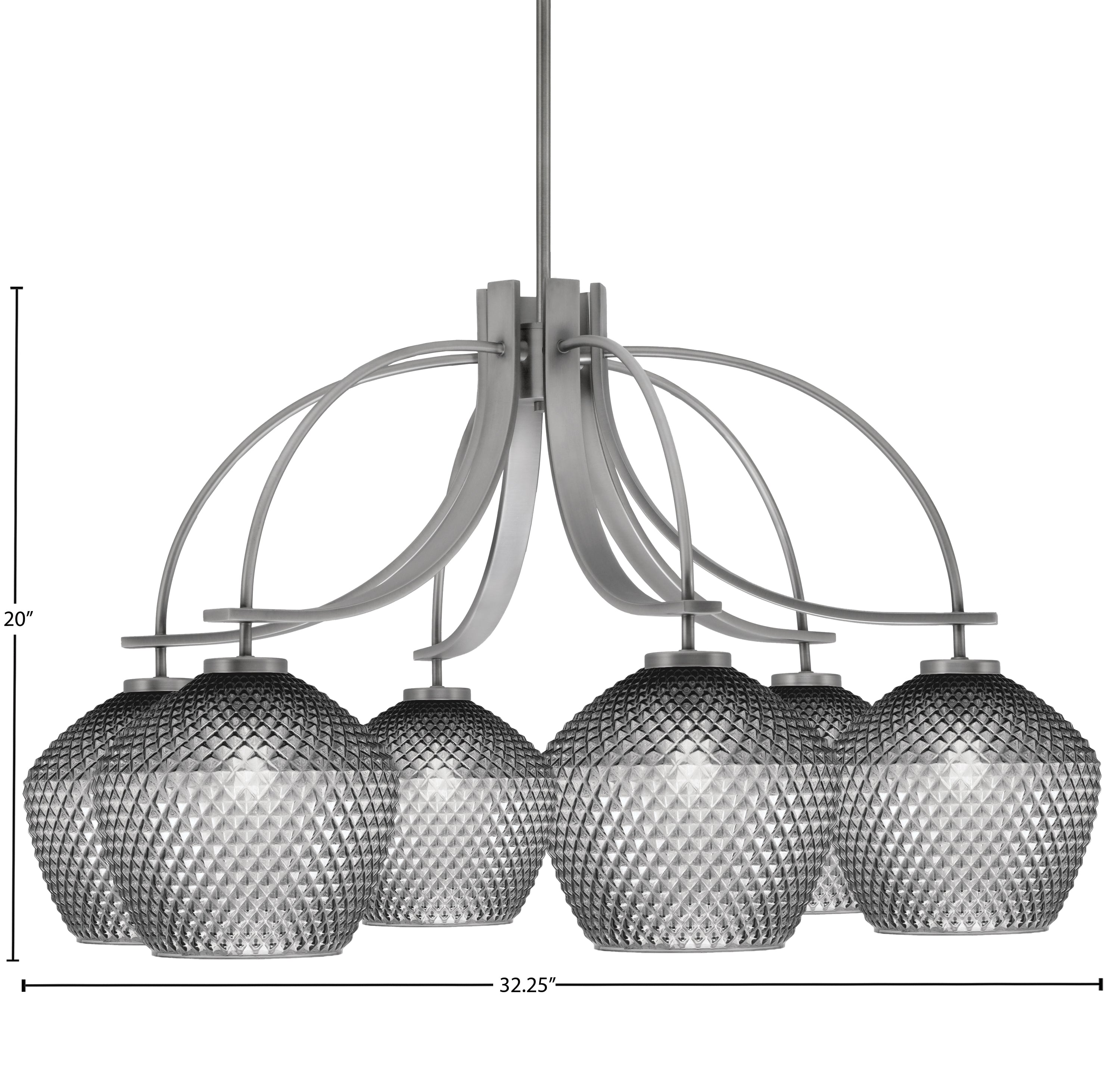 Cavella Six Light Chandelier in Graphite with 9" Smoke Textured Shade
