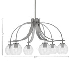 Cavella Six Light Chandelier in Graphite with 6" Clear Ribbed Shade