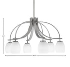 Cavella Six Light Chandelier in Graphite with 5" White Linen Shade