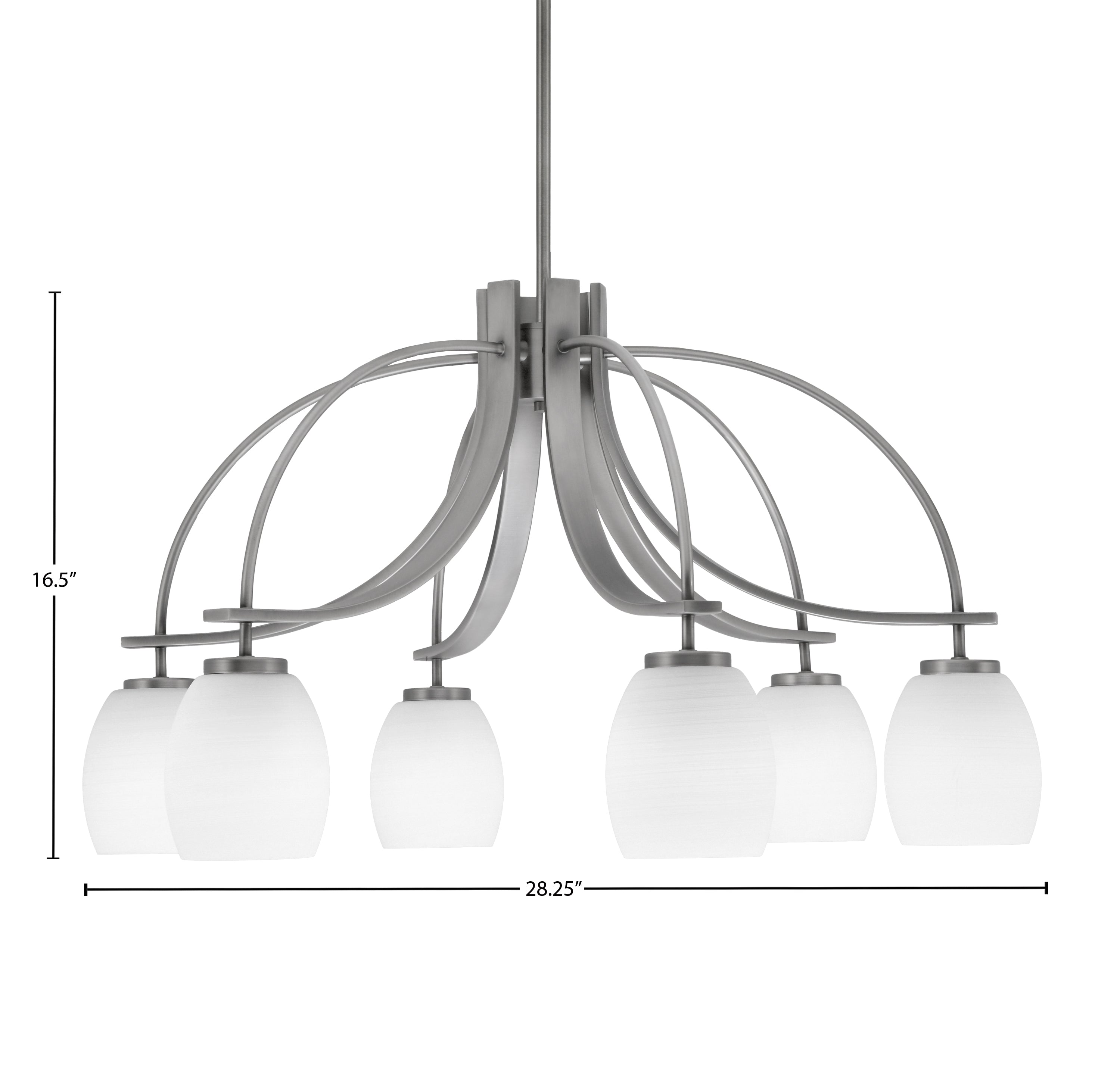 Cavella Six Light Chandelier in Graphite with 5" White Linen Shade