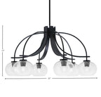 Cavella Six Light Chandelier in Matte Black with 7" Clear Bubble Shade