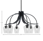 Cavella Six Light Chandelier in Matte Black with 5" Clear Bubble Shade
