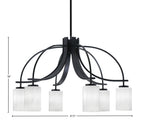 Cavella Six Light Chandelier in Matte Black with 4" White Marble Shade