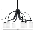 Cavella Six Light Chandelier in Matte Black with 4" White Muslin Shade
