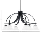 Cavella Six Light Chandelier in Matte Black with 7" White Muslin Shade