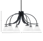 Cavella Six Light Chandelier in Matte Black with 7" White Muslin Shade