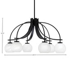 Cavella Six Light Chandelier in Matte Black with 5.75" White Marble Shade