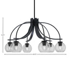 Cavella Six Light Chandelier in Matte Black with 5.75" Smoke Bubble Shade