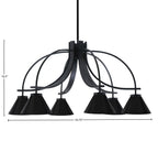 Cavella Six Light Chandelier in Matte Black with 7" Matte Black Cone Metal Shades Shade
