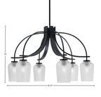 Cavella Six Light Chandelier in Matte Black with 5" Clear Textured Shade