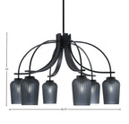 Cavella Six Light Chandelier in Matte Black with 5" Smoke Textured Shade