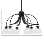 Cavella Six Light Chandelier in Matte Black with 6.25" Clear Bubble Shade