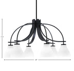 Cavella Six Light Chandelier in Matte Black with 6.25" White Marble Shade