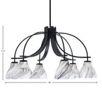 Cavella Six Light Chandelier in Matte Black with 6.25" Onyx Swirl Shade