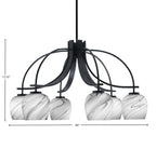 Cavella Six Light Chandelier in Matte Black with 6" Onyx Swirl Shade