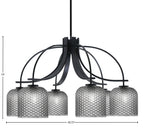 Cavella Six Light Chandelier in Matte Black with 7" Smoke Textured Shade