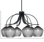 Cavella Six Light Chandelier in Matte Black with 9" Smoke Textured Shade