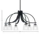 Cavella Six Light Chandelier in Matte Black with 5" Clear Ribbed Shade