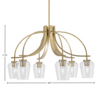 Cavella Six Light Chandelier in New Age Brass with 5" Clear Bubble Shade