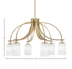 Cavella Six Light Chandelier in New Age Brass with 4" White Marble Shade