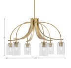 Cavella Six Light Chandelier in New Age Brass with 4" Smoke Bubble Shade
