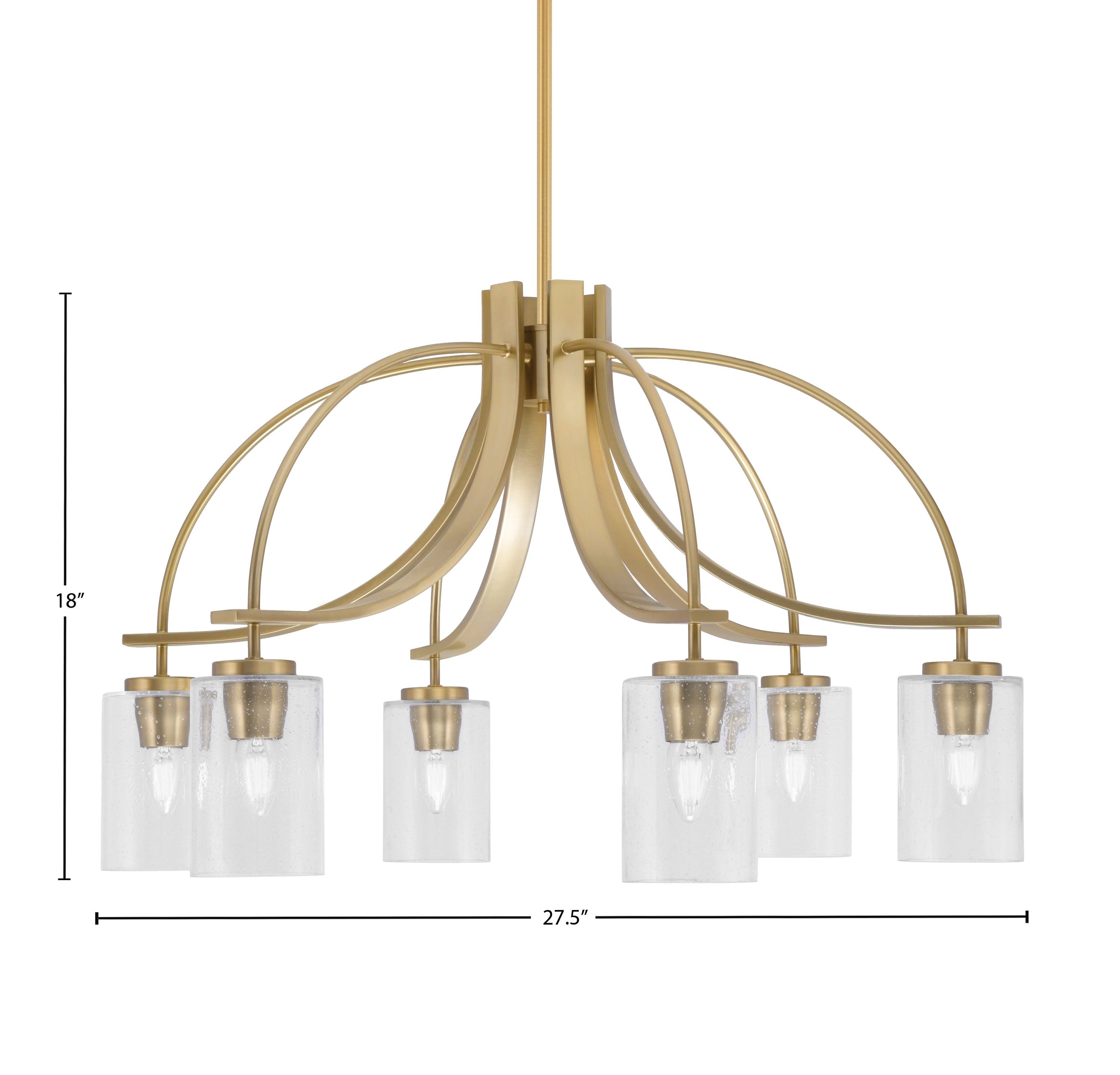 Cavella Six Light Chandelier in New Age Brass with 4" Smoke Bubble Shade