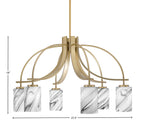 Cavella Six Light Chandelier in New Age Brass with 4" Onyx Swirl Shade