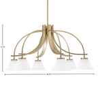 Cavella Six Light Chandelier in New Age Brass with 7" White Muslin Shade