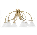 Cavella Six Light Chandelier in New Age Brass with 7" White Muslin Shade