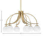 Cavella Six Light Chandelier in New Age Brass with 5.75" White Marble Shade