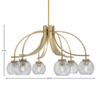 Cavella Six Light Chandelier in New Age Brass with 5.75" Smoke Bubble Shade