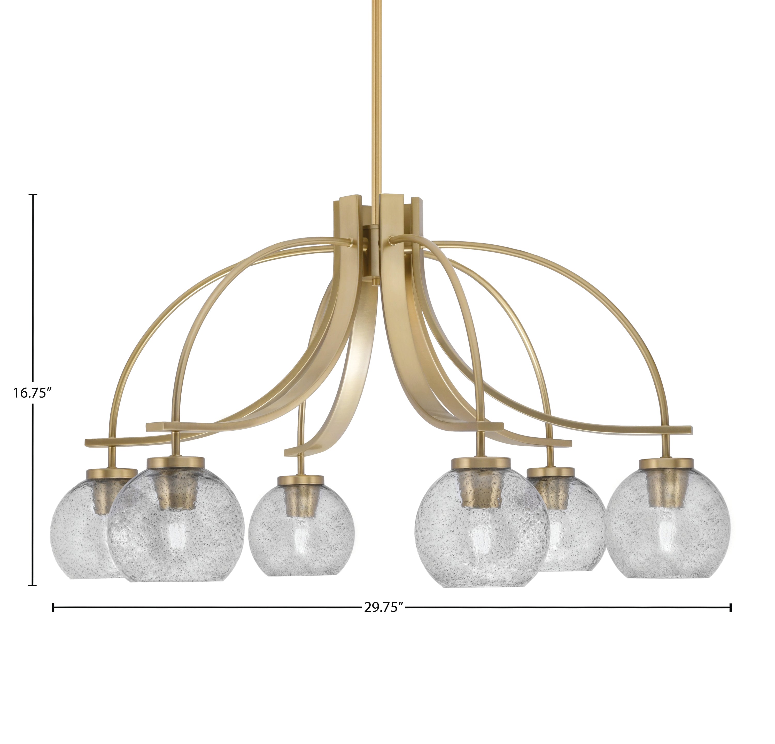 Cavella Six Light Chandelier in New Age Brass with 5.75" Smoke Bubble Shade