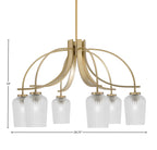 Cavella Six Light Chandelier in New Age Brass with 5" Clear Textured Shade