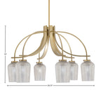 Cavella Six Light Chandelier in New Age Brass with 5" Silver Textured Shade