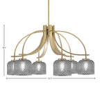 Cavella Six Light Chandelier in New Age Brass with 6" Smoke Textured Shade