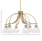 Cavella Six Light Chandelier in New Age Brass with 6.25" Clear Bubble Shade